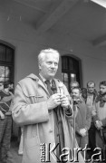 Maj 1989, Wrocław, Polska. 
Kampania wyborcza przed wyborami parlamentarnymi. Przemawia kandydat Komitetu Obywatelskiego 