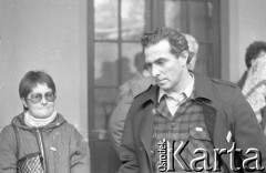 Maj 1989, Wrocław, Polska. 
Kampania wyborcza przed wyborami parlamentarnymi. Kandydatka na posłankę Barbara Labuda i kandydat na senatora Karol Modzelewski na wiecu wyborczym Komitetu Obywatelskiego 