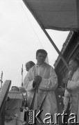 Lata 80., Częstochowa, Polska.
Pielgrzymka Ludzi Pracy na Jasną Górę, ksiądz Adam Wiktor podczas mszy świętej.
Fot. Mieczysław Michalak, zbiory Ośrodka KARTA