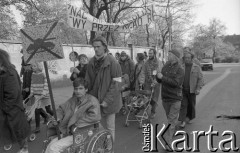 28.04.1990, Wrocław, Polska.
Manifestacja Ruchu Wolność i Pokój pod hasłem 