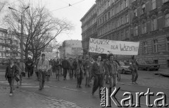 28.04.1990, Wrocław, Polska.
Manifestacja Ruchu Wolność i Pokój pod hasłem 