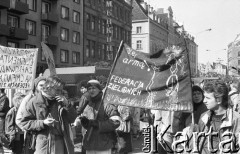 28.04.1990, Wrocław, Polska.
Manifestacja Ruchu Wolność i Pokój pod hasłem 