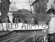 28.04.1990, Wrocław, Polska.
Manifestacja Ruchu Wolność i Pokój pod hasłem 