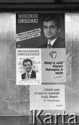 1991, Wrocław, Polska.
Kampania wyborcza przed wyborami parlamentarnymi. Plakaty wyborcze Włodzimierza Cimoszewicza.
Fot. Mieczysław Michalak, zbiory Ośrodka KARTA