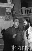 21.11.1990, Warszawa, Polska.
Kampania prezydencka Tadeusza Mazowieckiego. Jacek Kuroń (z lewej) podczas wiecu wyborczego w auli Politechniki Warszawskiej. 
Fot. Mieczysław Michalak, zbiory Ośrodka KARTA