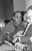 26-27.01.1991, Warszawa, Polska.
Bronisław Geremek i Jacek Kuroń na I Krajowym Zjeździe Ruchu Obywatelskiego - Akcja Demokratyczna (ROAD).
Fot. Mieczysław Michalak, zbiory Ośrodka KARTA