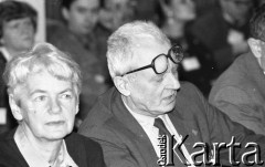 26-27.01.1991, Warszawa, Polska.
Zofia Kuratowska i Andrzej Wielowieyski na I Krajowym Zjeździe Ruchu Obywatelskiego - Akcja Demokratyczna (ROAD).
Fot. Mieczysław Michalak, zbiory Ośrodka KARTA