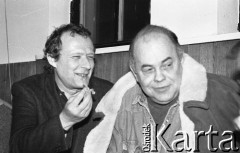 26-27.01.1991, Warszawa, Polska.
Jacek Kuroń i Adam Michnik na I Krajowym Zjeździe Ruchu Obywatelskiego - Akcja Demokratyczna (ROAD).
Fot. Mieczysław Michalak, zbiory Ośrodka KARTA