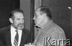 26-27.01.1991, Warszawa, Polska.
Bronisław Geremek (z lewej) i Jacek Kuroń na I Krajowym Zjeździe Ruchu Obywatelskiego - Akcja Demokratyczna (ROAD).
Fot. Mieczysław Michalak, zbiory Ośrodka KARTA