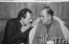 26-27.01.1991, Warszawa, Polska.
Jacek Kuroń (z prawej) i Adam Michnik na I Krajowym Zjeździe Ruchu Obywatelskiego - Akcja Demokratyczna (ROAD).
Fot. Mieczysław Michalak, zbiory Ośrodka KARTA