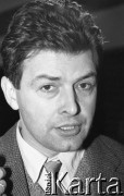 23-24.02.1991, Gdańsk, Polska.
Marian Krzaklewski podczas obrad III Krajowego Zjazdu Delegatów NSZZ 