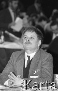 23-24.02.1991, Gdańsk, Polska.
Lech Kaczyński podczas obrad III Krajowego Zjazdu Delegatów NSZZ 