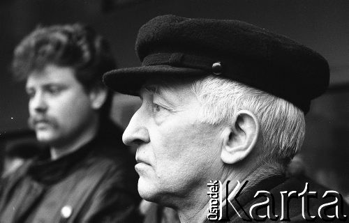 26.02.1994, Lubin, Polska.
Demonstracja Polskiej Wspólnoty Narodowej. Bolesław Tejkowski, lider PWN.
Fot. Mieczysław Michalak, zbiory Ośrodka KARTA