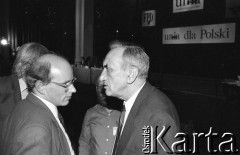 23-24.04.1994, Warszawa, Polska. 
Jan Maria Rokita i Tadeusz Mazowiecki na kongresie założycielskim Unii Wolności. 
Fot. Mieczysław Michalak, zbiory Ośrodka KARTA