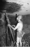 Lata 90., Polkowice, Polska.
Górnicy podczas wydobycia miedzi w kopalni 