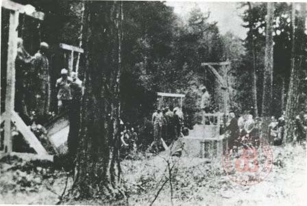 1939-1945, prawdopodobnie Polska.
Egzekucje więźniów obozu koncentracyjnego. 
Fot. NN, Studium Polski Podziemnej w Londynie