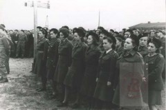 Kwiecień-Maj 1945, okolice Oberlangen, Niemcy.
Polskie kobiety-jeńcy wojenni na apelu po wyzwoleniu obozu jenieckiego Stalag VI C Oberlangen. 
Fot. NN, Studium Polski Podziemnej w Londynie