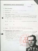 1945-1950, brak miejsca. 
Karta personalna z kartoteki Ministerstwa Spraw Wewnętrznych dotyczące gubernatora dystryktu warszawskiego Generalnego Gubernatorstwa Ludwiga Fischera. 
Fot. NN, Studium Polski Podziemnej w Londynie