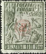 Sierpień 1944, Warszawa, Polska.
Znaczek pocztowy używany w korespondencji cywilnej oraz wojskowej w czasie powstania warszawskiego. Za sprawne funkcjonowanie Harcerskiej Poczty Polowej odpowiadali szkoleni w czasie okupacji niemieckiej harcerze.
Fot. NN, Studium Polski Podziemnej w Londynie