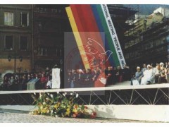 1.09.1989, Warszawa, Polska.
Międzynarodowy Dzień Modlitwy o Pokój. Uroczystości, w których biorą udział przedstawiciele różnych kościołów i religii zorganizowano na Placu Zamkowym.
Fot. NN, Studium Polski Podziemnej w Londynie
