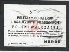 1.11.1943, Warszawa, Generalne Gubernatorstwo.
Klepsydra wspominająca o polskich ofiarach terroru niemieckiego i sowieckiego w czasie II wojny światowej. 
Fot. NN, Studium Polski Podziemnej w Londynie
