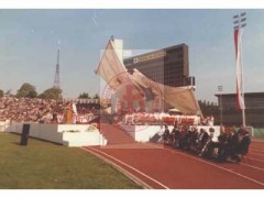 29.05.1982, Londyn, Anglia, Wielka Brytania.
Pielgrzymka Jana Pawła II. Ołtarz papieski na stadionie narodowym Wembley. 
Fot. NN, Studium Polski Podziemnej w Londynie