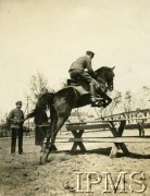 1918-1919, Góra Kalwaria, Polska.
Wojsko Polskie, kawalerzysta na koniu biorącym przeszkodę.
Fot. Instytut Polski i Muzeum im. gen. Sikorskiego w Londynie