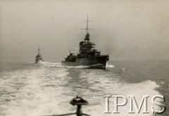 1937-1940, brak miejsca.
ORP Grom - polski niszczyciel, zatopiony przez niemiecki samolot pod Narwikiem w 1940 roku.
Fot. NN, Instytut Polski i Muzeum im. gen. Sikorskiego w Londynie [szuflada 39]