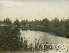 16.08.1930-14.09.1930, Gawrylczyce, Polska.
Rzeka Łań, na której 4 Kompania 2. Batalionu Saperów Kanowskich zbuduje most.
Fot. NN, Instytut Polski i Muzeum im. gen. Sikorskiego w Londynie [Album pamiątkowy za lata 1930-1939 2-ego Pułku Saperów Kaniowskich]