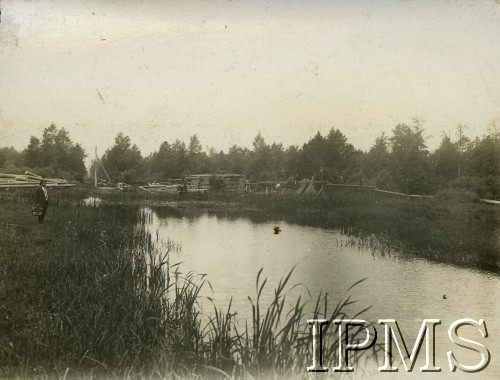 16.08.1930-14.09.1930, Gawrylczyce, Polska.
Rzeka Łań, na której 4 Kompania 2. Batalionu Saperów Kanowskich zbuduje most.
Fot. NN, Instytut Polski i Muzeum im. gen. Sikorskiego w Londynie [Album pamiątkowy za lata 1930-1939 2-ego Pułku Saperów Kaniowskich]
