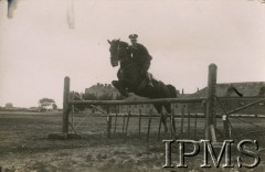 1920-1939, Polska.
Oficer 3 Pułku Szwoleżerów Mazowieckich im. Pułkownika Jana Kozietulskiego na koniu skacze przez przeszkodę.
Fot. NN, Instytut Polski i Muzeum im. gen. Sikorskiego w Londynie [teczka 3 Pułk Szwoleżerów]