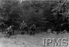 17.05-30.06.1945, Szkocja, Wielka Brytania.  
I Kurs Służb Szkoły Podchorążych Piechoty i Kawalerii Zmotoryzowanej. Ćwiczenia bojowe.
Fot. NN, Instytut Polski i Muzeum im. gen. Sikorskiego w Londynie [album 108 - SPP Szkocja 1945].