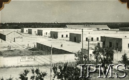 1945-1946, Barletta - Trani, Włochy.
Widok polskiego osiedla.
Fot. NN, Instytut Polski i Muzeum im. gen. Sikorskiego w Londynie [album 160 - Osiedla polskie w Italii 26.06.1946, dar prezydentowi RP]. Dedykacja w albumie: Prezydentowi Rzeczypospolitej Polskiej Władysławowi Raczkiewiczowi w imieninowym fragmenty ze swego życia na gościnnej ziemi italskiej wraz z wyrazami najwyższej czci składają Osiedla Polskie w Italii Barletta - Trani 26.06.1946].
