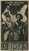 1945-1946, Włochy.
Znaczek Poczty Osiedli Polskich we Włoszech wydany przez Polski Korpus Przysposobienia i Rozmieszczenia.
Fot. NN, Instytut Polski i Muzeum im. gen. Sikorskiego w Londynie