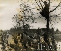 11.11.1944, Breda, Holandia.
Uroczystości związane z wyzwoleniem miasta przez 1 Dywizję Pancerną. Polscy żołnierze oraz miejscowa ludność obserwują defiladę.
Fot. NN, Instytut Polski i Muzeum im. gen. Sikorskiego w Londynie [szuflada 44 - Belgia, Holandia]
