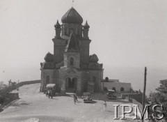 Lata 20., Krym, Ukraina, ZSRR.
Budynek cerkwi (?) zamieniony przez władzę sowiecką na restaurację.
Fot. NN, Instytut Polski im. Gen. Sikorskiego w Londynie [Album Minkiewicza]