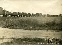 1919, Iwanie Puste, Zachodnia Ukraina.
Wojenne trofea - pociąg ze sprzętem wojskowym zdobyty na Ukraińcach.
Fot. NN, Instytut Polski i Muzeum im. gen. Sikorskiego w Londynie