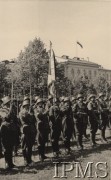 15.08.1939, Wilno - Łukiszki, Polska.
Kompania chorągwiana 1 Pułku Piechoty Legionów.
Fot. NN, Instytut Polski im. Gen. Sikorskiego w Londynie [teczka nr 115 – Wilno]