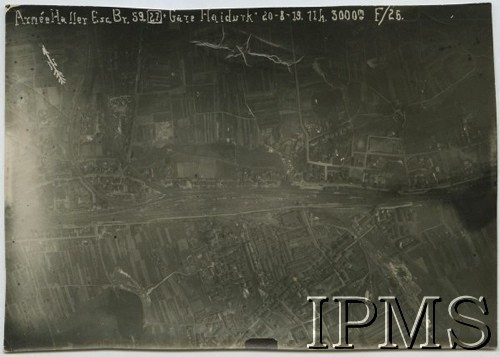 20.08.1919, Haidurk (?).
Węzeł kolejowy, fotografia lotnicza wykonana przez lotników 59 Eskadry Breguetów.
Fot. NN, Instytut Polski i Muzeum im. gen. Sikorskiego w Londynie