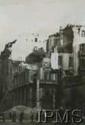1939, Warszawa, Polska.
Zniszczona zabudowa na rogu ulicy Sienkiewicza i Jasnej.
Fot. NN, Instytut Polski i Muzeum im. gen. Sikorskiego w Londynie [szuflada P1]