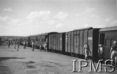 1942, Afryka Wschodnia.
Stacja kolejowa, na którą przybywały pociągi z polskimi uchodźcami.
Fot. NN, Instytut Polski i Muzeum im. gen. Sikorskiego w Londynie [album 212 - Osiedla polskie w Afryce Wschodniej].
