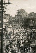 1943-1947, Kolhapur, Indie.
Hindusi na ulicach Kolhapur, miasta w południowo-wschodniej części Półwyspu Indyjskiego. Na jego przedmieściach powstało osiedle Valivade dla polskich uchodźców. 
Fot. NN, Kronika osiedla polskiego Valivade-Kolhapur, Indie, tom I, Instytut Polski i Muzeum im. gen. Sikorskiego w Londynie