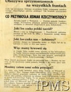 1944, Włochy.
Propagandowa ulotka niemiecka skierowana do polskich żołnierzy walczących we Włoszech nakłaniająca do dezercji i obiecująca rychły powrót do domu. Ulotka zredagowana przez SS-Standarte 