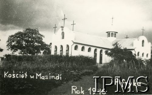 1946, Masindi, Uganda.
Osiedle dla polskich uchodźców. Budynek kościoła. 
Fot. NN, kolekcja: Osiedla polskie w Afryce, Instytut Polski i Muzeum im. gen. Sikorskiego w Londynie