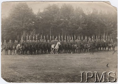 Lata 20., Polska.
1 Pułk Ułanów Krechowieckich na koniach.
Fot. NN, Instytut Polski im. Gen. Sikorskiego w Londynie [Album nr inw. 415 - 1 pułku ułanów Krechowieckich]
