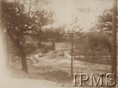 1916, Wołyń.
Pozycje nad rzeką Garbach, droga przed drutami.
Fot. por. Stanisław Siczek – dowódca kompanii CKM, Instytut Polski im. Gen. Sikorskiego w Londynie [ALBUM LEGIONÓW nr 20003 – 2 pułku piechoty Legionów Polskich]