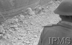 Maj 1944, Cassino, Włochy.
Bitwa pod Monte Cassino, fragment górskiej drogi.  
Fot. T. Szumański, Instytut Polski im. Gen. Sikorskiego w Londynie [album negatywowy nr 105]

