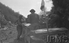 Maj 1944, Cassino, Włochy.
Bitwa pod Monte Cassino, samochody z rannymi żołnierzami, stojące na górskiej drodze.
Fot. T. Szumański, Instytut Polski im. Gen. Sikorskiego w Londynie [album negatywowy nr 105]

