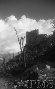 Maj 1944, Cassino, Włochy.
Bitwa pod Monte Cassino, widok zniszczonego klasztoru Benedyktynów.
Fot. ppor. W. Hryniewicz (O.OP. 2 Korpus), Instytut Polski im. Gen. Sikorskiego w Londynie [album negatywowy nr 106]

