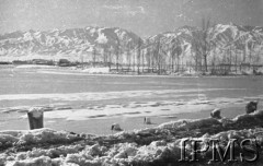 1941-1942, ZSRR.
Formowanie Armii Andersa, zimowy krajobraz, w tle góry.
Fot. ppor. Szeputt, Instytut Polski im. Gen. Sikorskiego w Londynie [Album negatywowy nr 104 / 12978-13177 / 1-557]